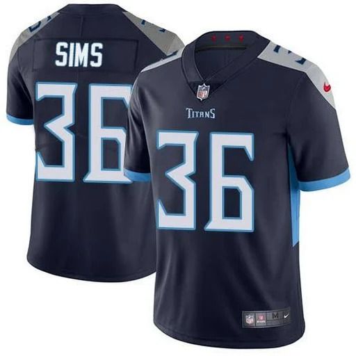 Men Tennessee Titans 36 LeShaun Sims Nike Navy Vapor Limited NFL Jersey